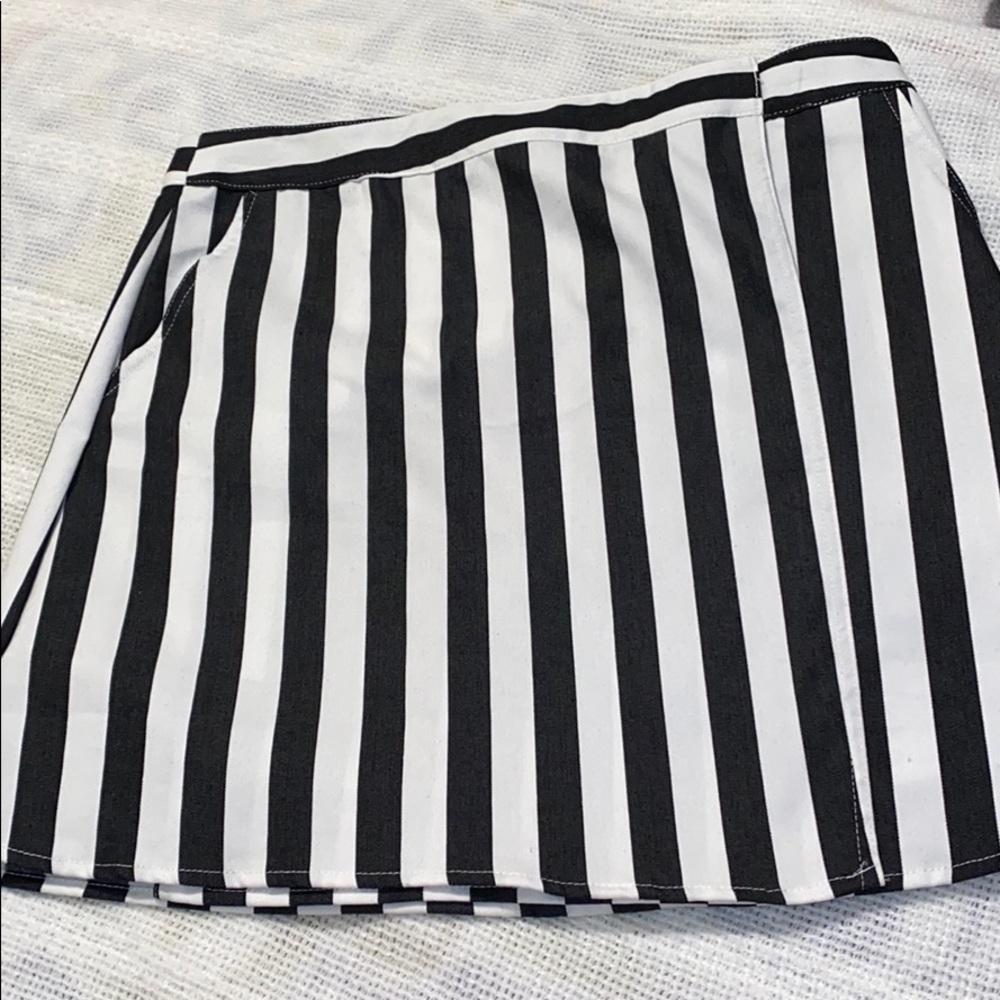 She + Sky stripped wrap-around skirt